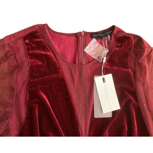 Endless Rose (Vici) Saint Clara Burgundy Red Velvet Dress SZ XL Cocktail Formal - Picture 6 of 8